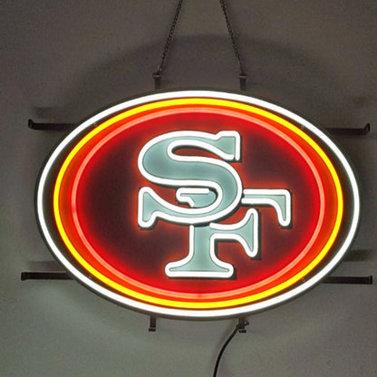 New types UV printed San Francisco 49ers big logo chain sign for your team work LEO NEON SIGN