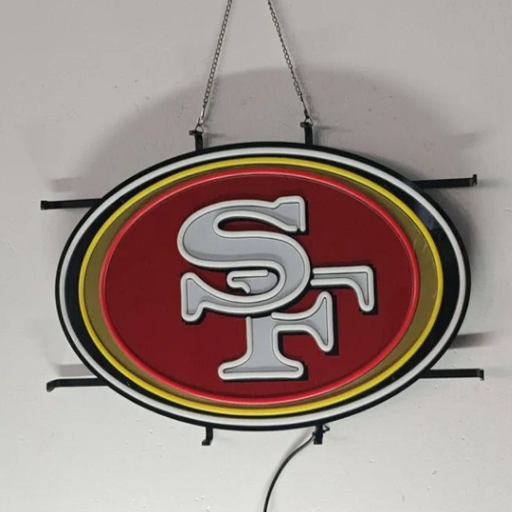 New types UV printed San Francisco 49ers big logo chain sign for your team work LEO NEON SIGN