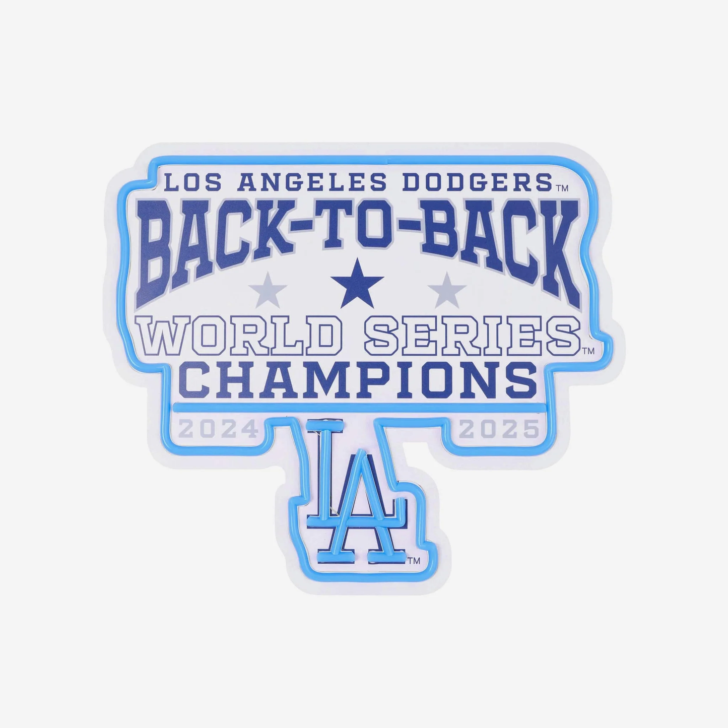 Los Angeles Dodgers 2025 Back To Back World Series Champions Neon Light Up Team Logo Sign LEO NEON SIGN