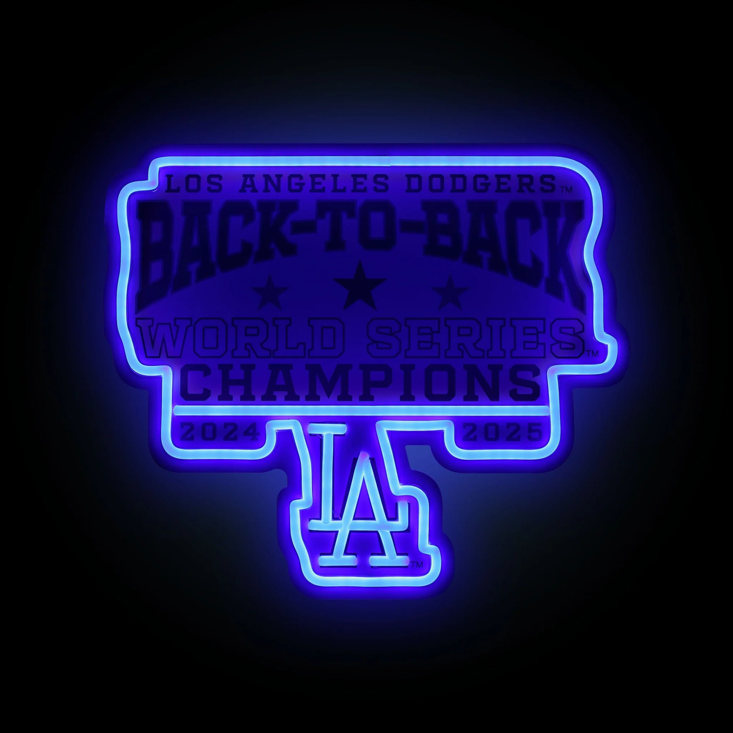 Los Angeles Dodgers 2025 Back To Back World Series Champions Neon Light Up Team Logo Sign LEO NEON SIGN