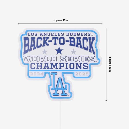 Los Angeles Dodgers 2025 Back To Back World Series Champions Neon Light Up Team Logo Sign LEO NEON SIGN