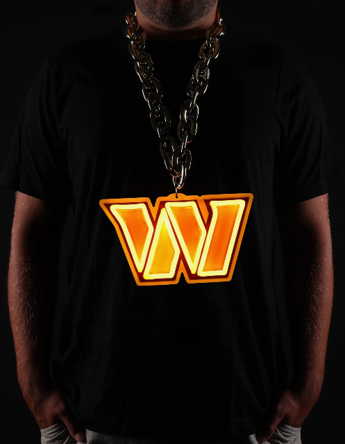 American football UV printed Washington Commanders Neon Light Up Big Logo Chain LEO NEON SIGN