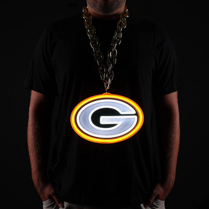 American football UV printed Green Bay Packers Neon Light Up Big Logo Chain