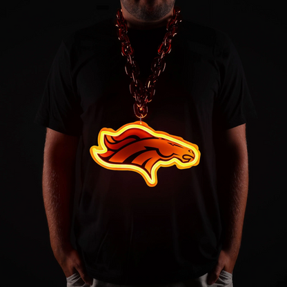 American football UV printed Denver Broncos Neon Light Up Big Logo Chain
