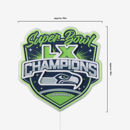 Seattle Seahawks Super Bowl LX Champions Neon Light Up Team Logo Sign LEO NEON SIGN