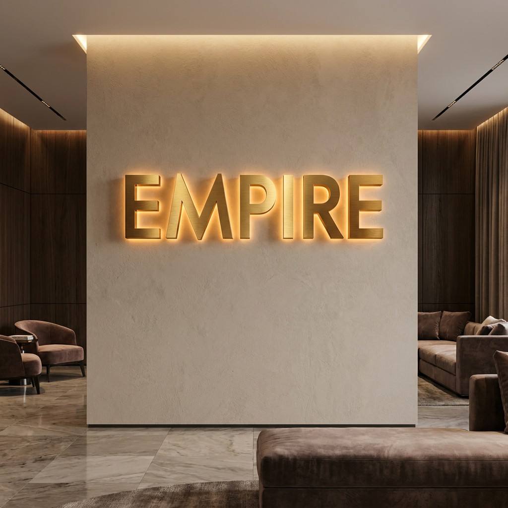 Premium Gold Mirror LED Lounge Sign Modern Wood Slat Wall Decor Custom Hospitality Branding Professional Logo Signage LEO NEON SIGN