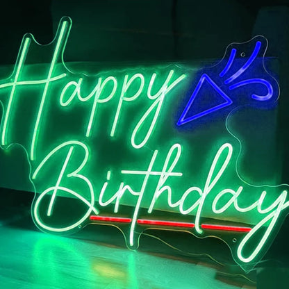 Leo neon sign- Happy birthday led with patterns for party decoration