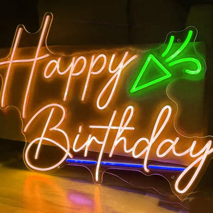 Leo neon sign- Happy birthday led with patterns for party decoration