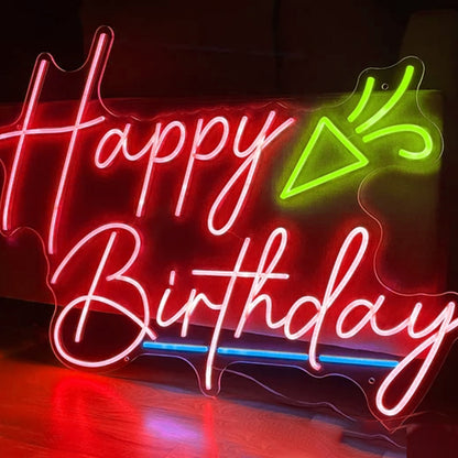 Leo neon sign- Happy birthday led with patterns for party decoration