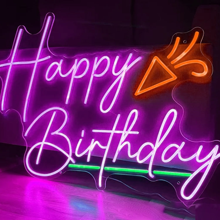 Leo neon sign- Happy birthday led with patterns for party decoration