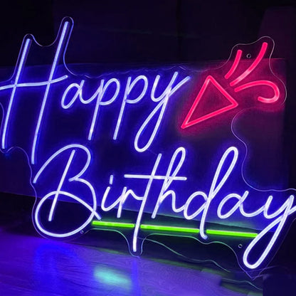 Leo neon sign- Happy birthday led with patterns for party decoration