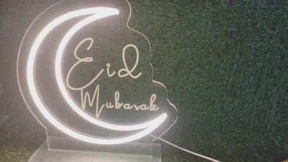 Leo neon sign-Eid Ramadan Mubarak Neon Sign Eid Mubarak With Base Decorations Lamp Neon Signs Eid Mubarak Moon Decor Party Supplies